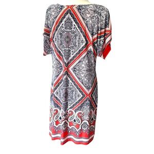 Studio One Dress Womens sz 14 Sheath Geometric Paisley Print Office Blue Orange